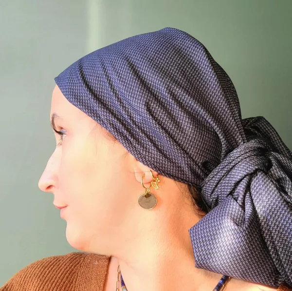 Turban Suze Pied de poule Bleu – Image 2